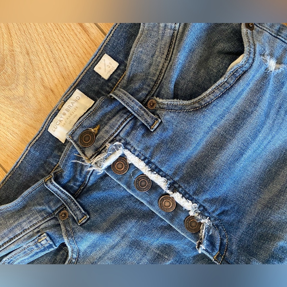 Blue Skinny Jeans with Distressed Fading - Picture 4 of 7